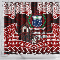 Samoa Black Saturday Mau Movement Shower Curtain Polynesian Tribal Pattern Coat Of Arms Graphic Art TS04 - Polynesian Pride