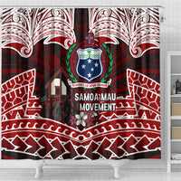 Samoa Black Saturday Mau Movement Shower Curtain Polynesian Tribal Pattern Coat Of Arms Graphic Art TS04 - Polynesian Pride