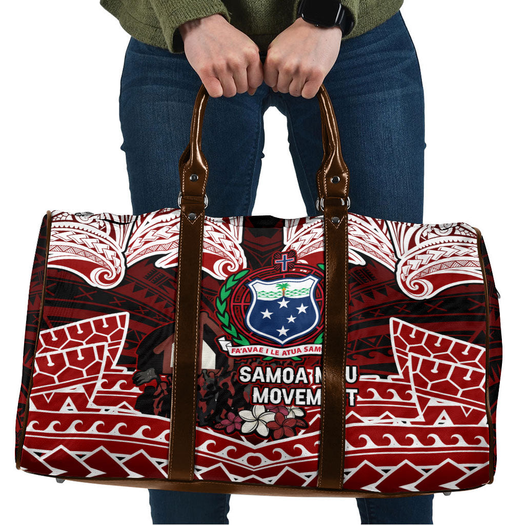 Samoa Black Saturday Mau Movement Travel Bag Polynesian Tribal Pattern Coat Of Arms Graphic Art TS04 Red White - Polynesian Pride