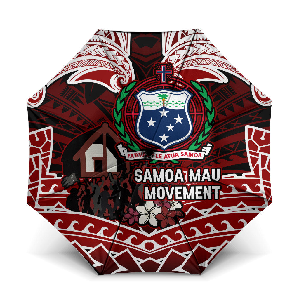 Samoa Black Saturday Mau Movement Umbrella Polynesian Tribal Pattern Coat Of Arms Graphic Art TS04 One Size Folded 11.42 inch Opened Diameter 37.4 inch Red White - Polynesian Pride