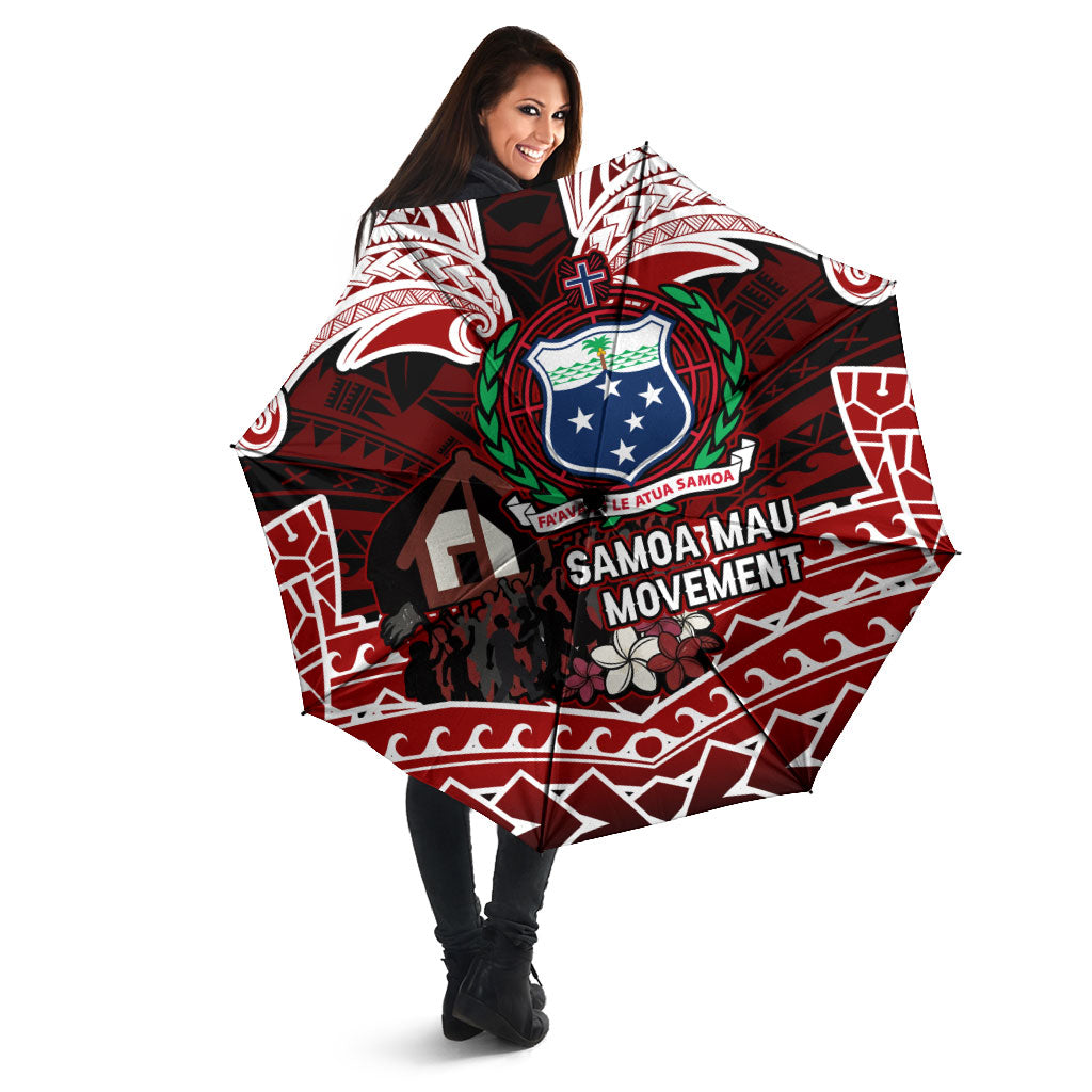 Samoa Black Saturday Mau Movement Umbrella Polynesian Tribal Pattern Coat Of Arms Graphic Art TS04 - Polynesian Pride