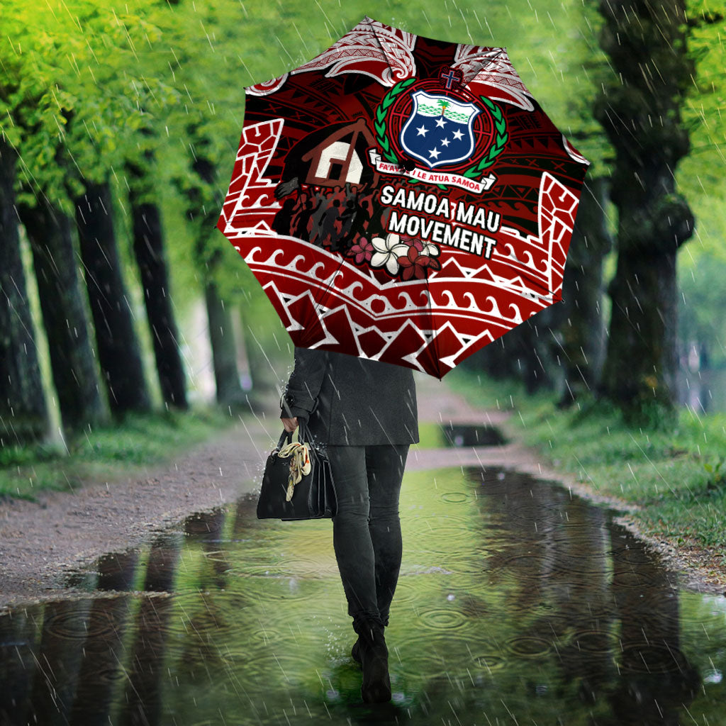 Samoa Black Saturday Mau Movement Umbrella Polynesian Tribal Pattern Coat Of Arms Graphic Art TS04 - Polynesian Pride