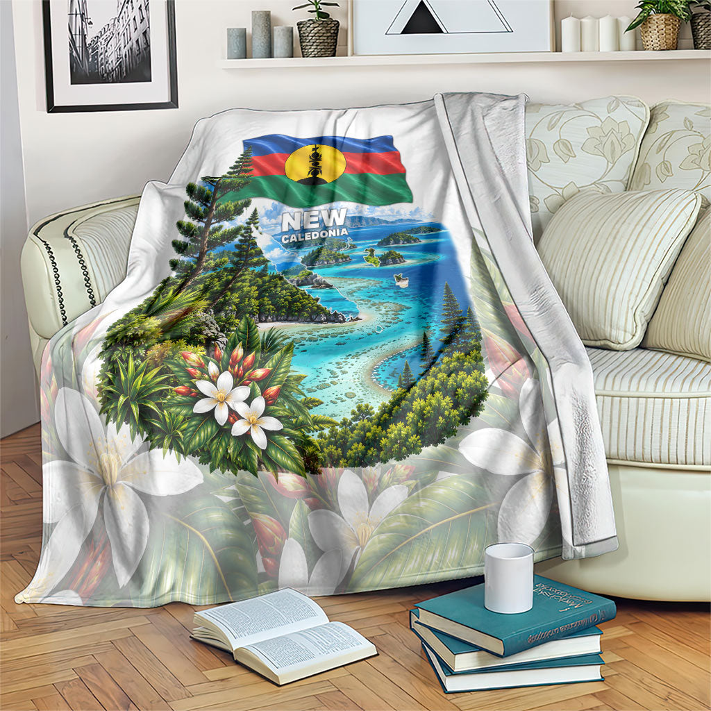 New Caledonia Kanak Flag Landscape Blanket Tropical Island Nature Floral TS04 White Green - Polynesian Pride