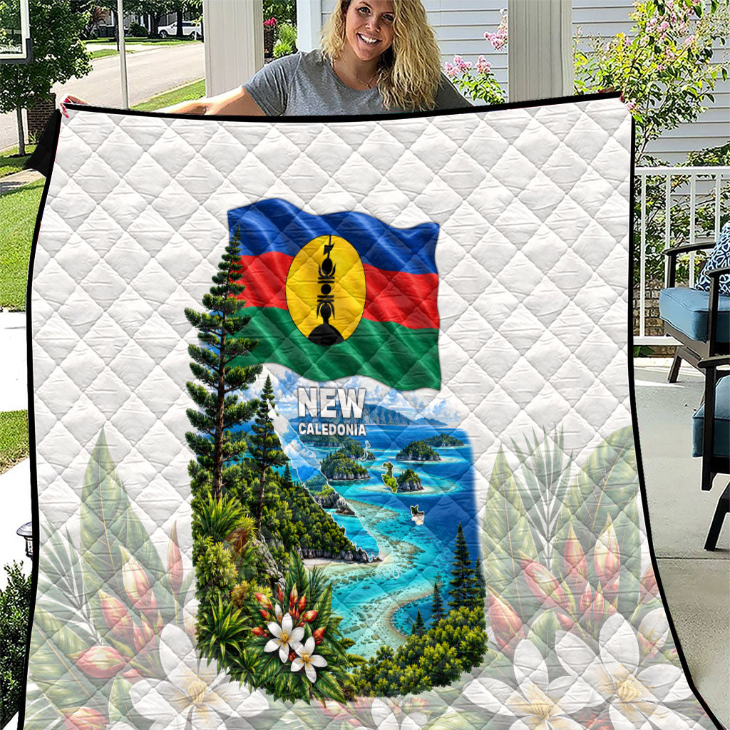 New Caledonia Kanak Flag Landscape Quilt Tropical Island Nature Floral TS04 White Green - Polynesian Pride