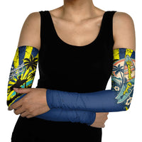 Waimanalo Oahu Hawaii Surfing Arm Sleeves Tropical Beach Retro Sunburst Surfboard