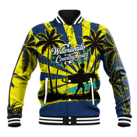 Waimanalo Oahu Hawaii Surfing Baseball Jacket Tropical Beach Retro Sunburst Surfboard