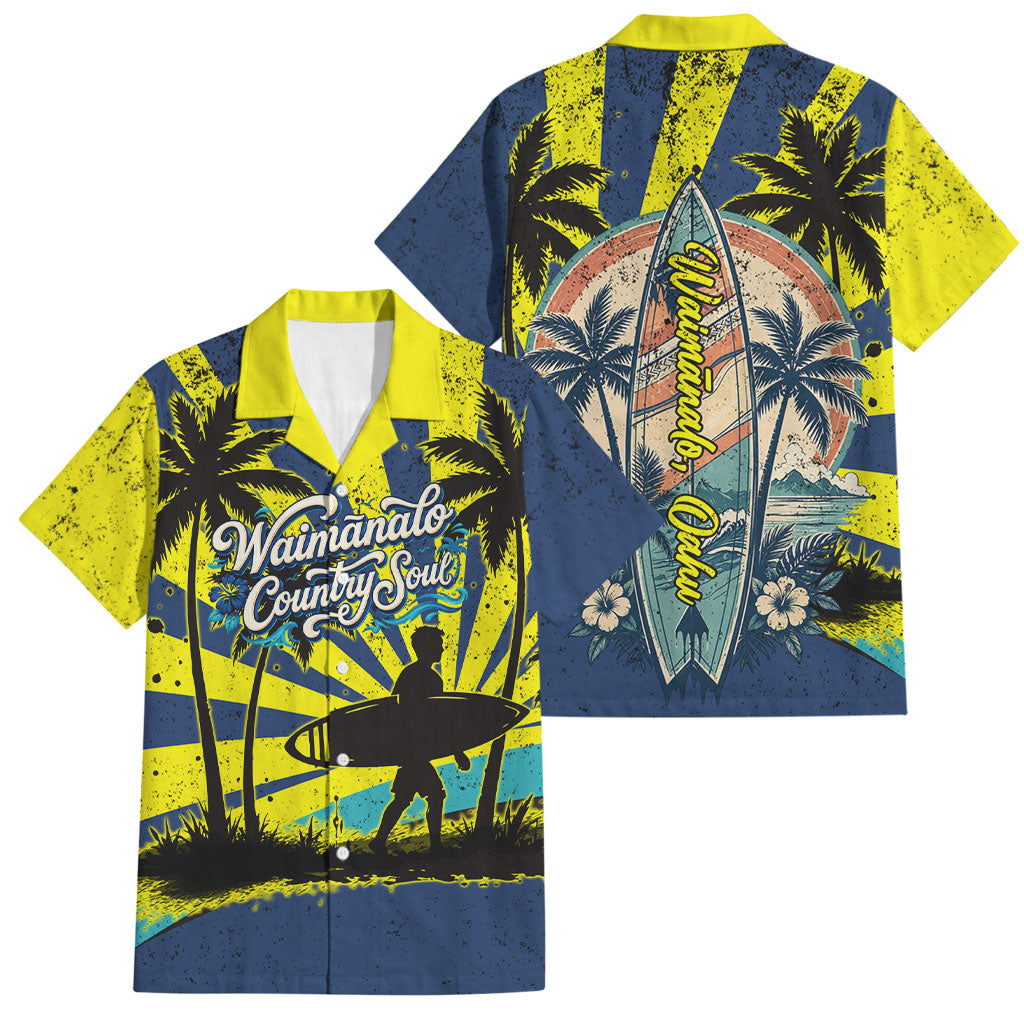 Waimanalo Oahu Hawaii Surfing Family Matching Summer Maxi Dress and Hawaiian Shirt Tropical Beach Retro Sunburst Surfboard
