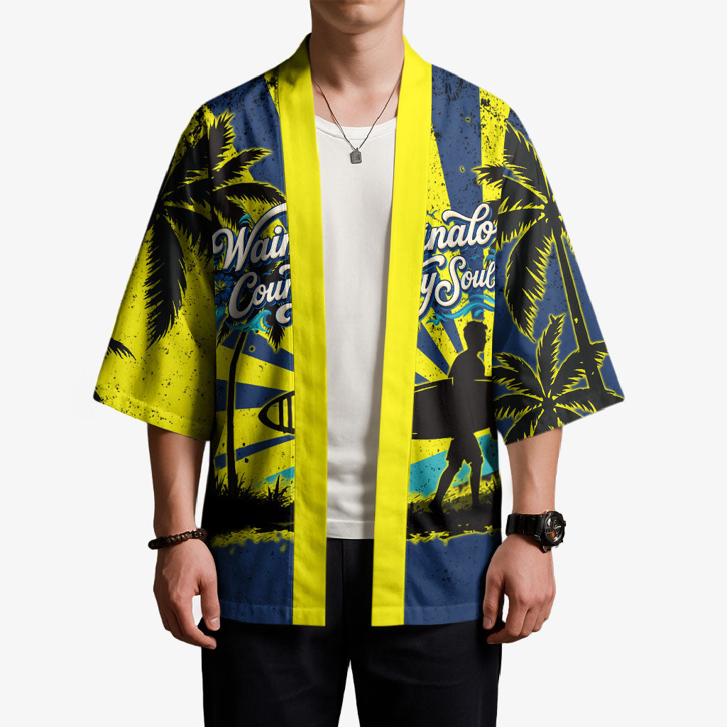 Waimanalo Oahu Hawaii Surfing Kimono Tropical Beach Retro Sunburst Surfboard