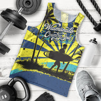 Waimanalo Oahu Hawaii Surfing Men Tank Top Tropical Beach Retro Sunburst Surfboard
