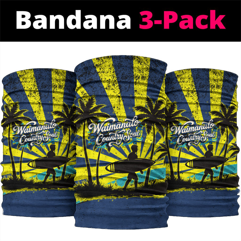 Waimanalo Oahu Hawaii Surfing Neck Gaiter Tropical Beach Retro Sunburst Surfboard