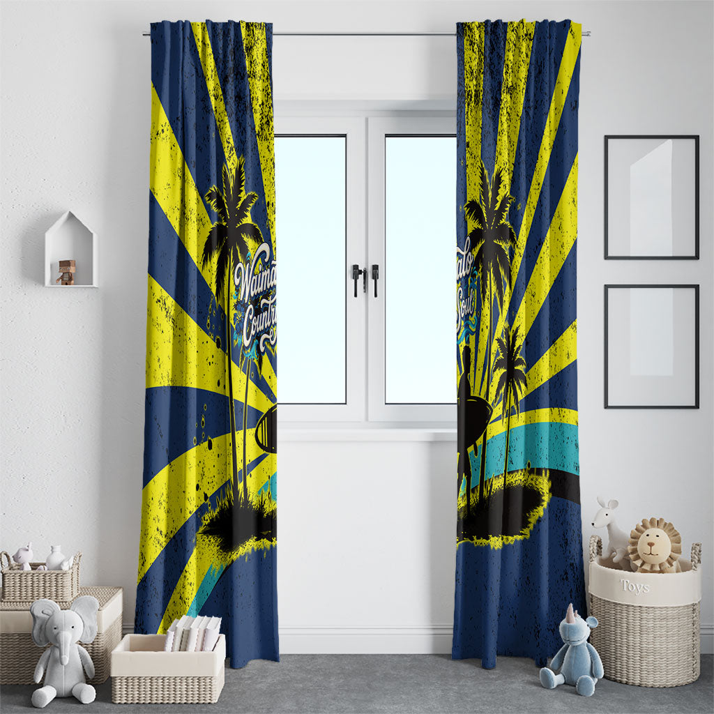 Waimanalo Oahu Hawaii Surfing Window Curtain Tropical Beach Retro Sunburst Surfboard