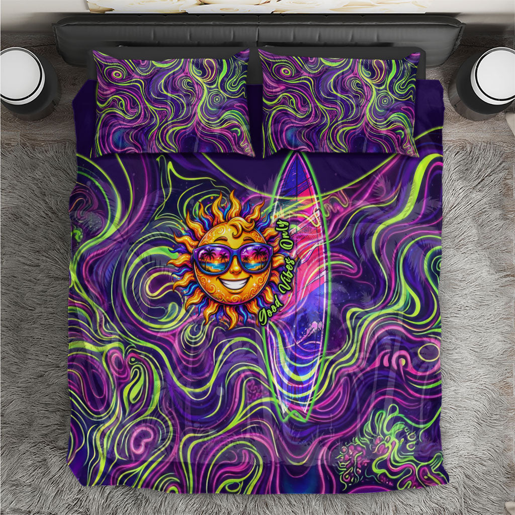 Waimanalo Hawaii Sun Rabbit Bedding Set Psychedelic Trippy Neon Swirl Graphic