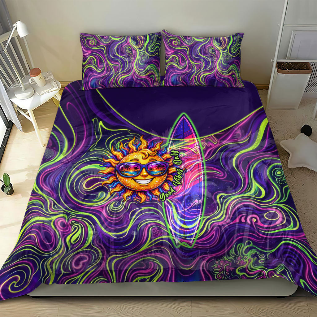 Waimanalo Hawaii Sun Rabbit Bedding Set Psychedelic Trippy Neon Swirl Graphic