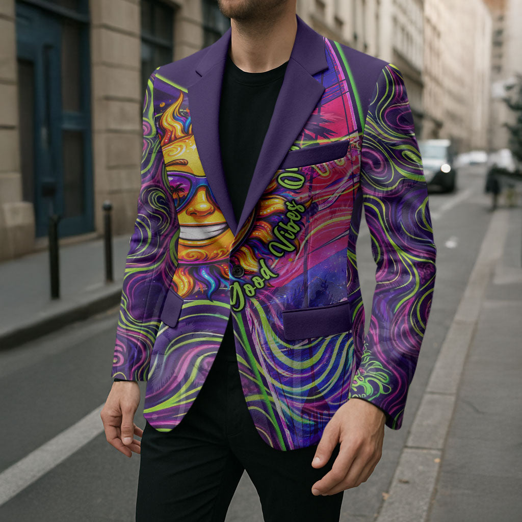 Waimanalo Hawaii Sun Rabbit Blazer Psychedelic Trippy Neon Swirl Graphic