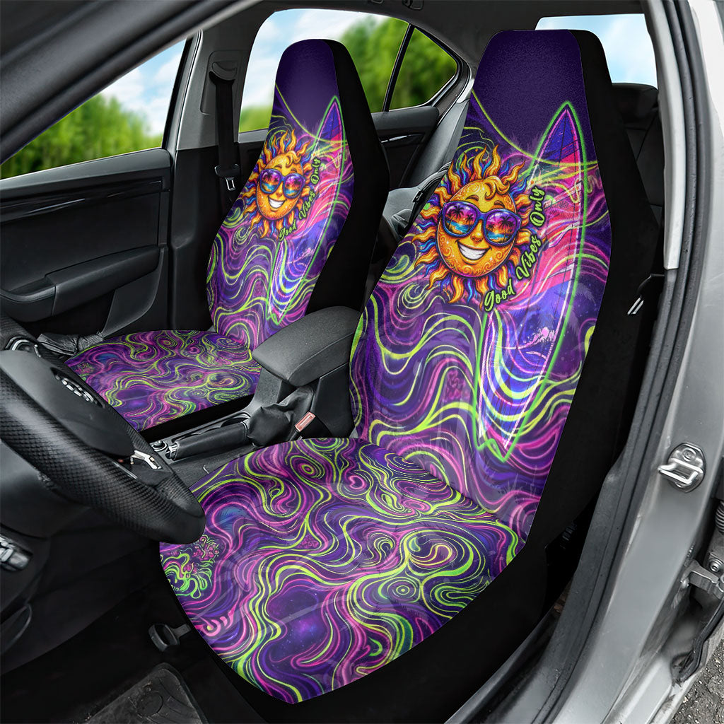 Waimanalo Hawaii Sun Rabbit Car Seat Cover Psychedelic Trippy Neon Swirl Graphic