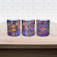 Waimanalo Hawaii Sun Rabbit Ceramic Mug Psychedelic Trippy Neon Swirl Graphic