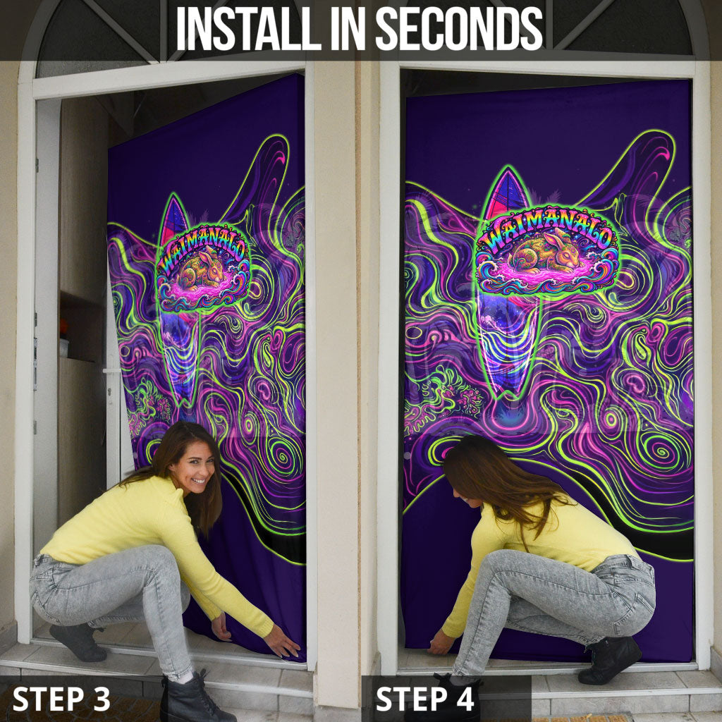 Waimanalo Hawaii Sun Rabbit Door Cover Psychedelic Trippy Neon Swirl Graphic