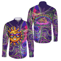 Waimanalo Hawaii Sun Rabbit Family Matching Summer Maxi Dress and Hawaiian Shirt Psychedelic Trippy Neon Swirl Graphic