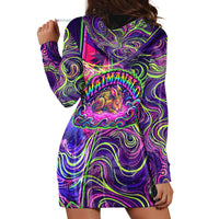 Waimanalo Hawaii Sun Rabbit Hoodie Dress Psychedelic Trippy Neon Swirl Graphic