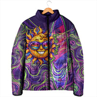 Waimanalo Hawaii Sun Rabbit Padded Jacket Psychedelic Trippy Neon Swirl Graphic
