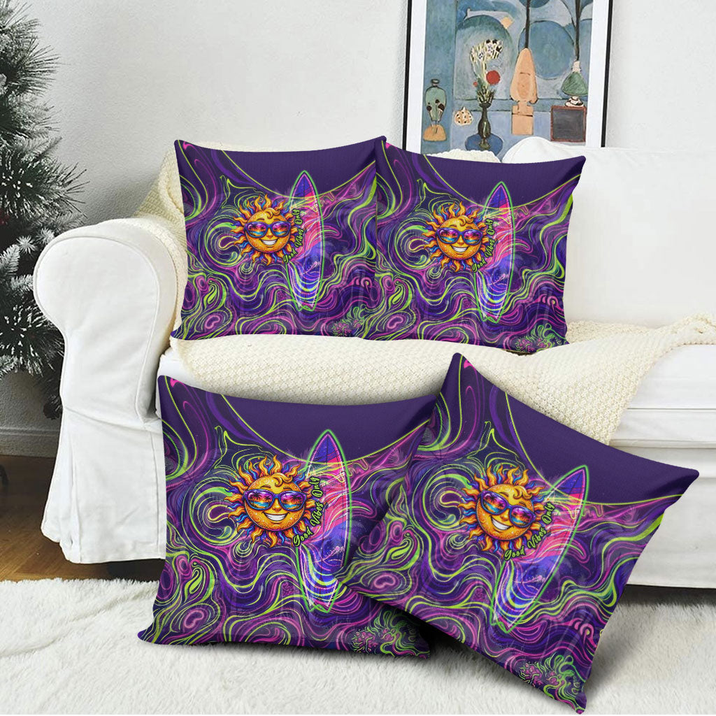 Waimanalo Hawaii Sun Rabbit Pillow Cover Psychedelic Trippy Neon Swirl Graphic