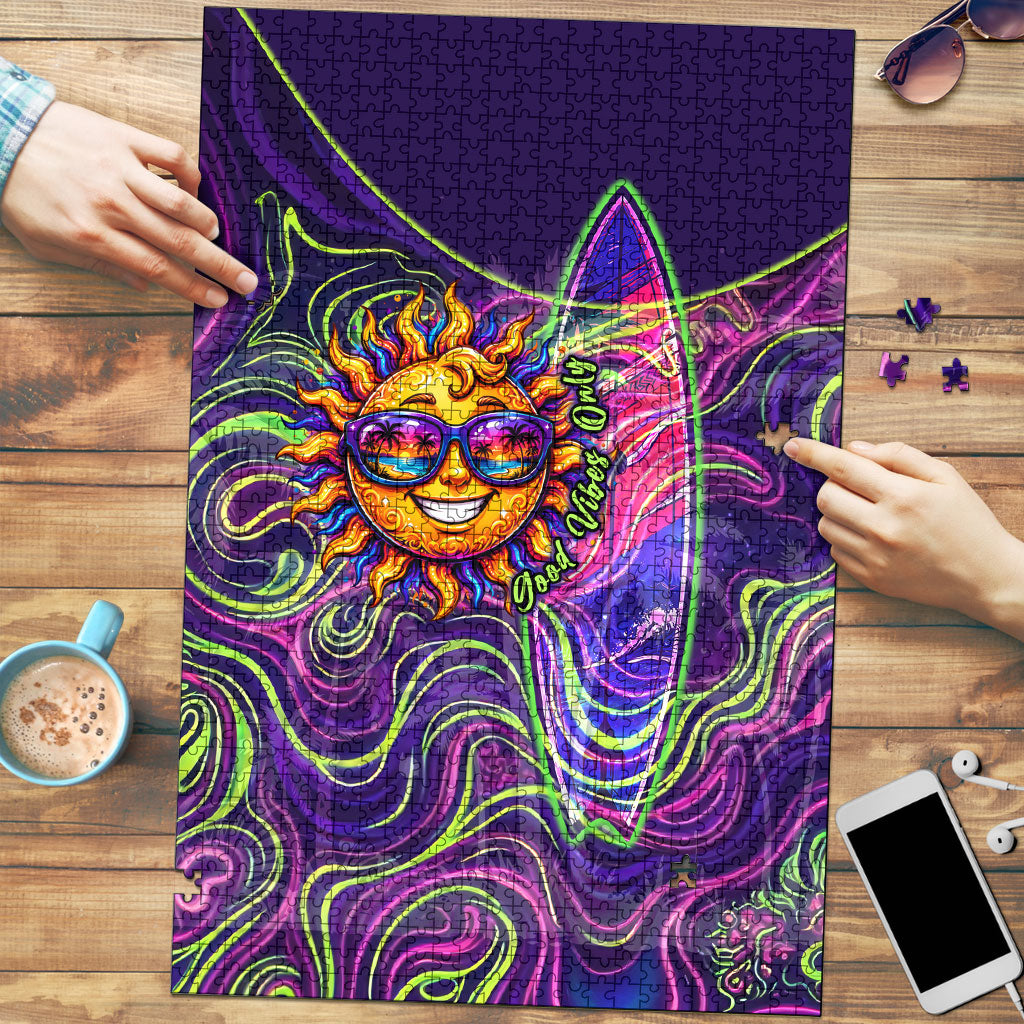 Waimanalo Hawaii Sun Rabbit Puzzle Psychedelic Trippy Neon Swirl Graphic