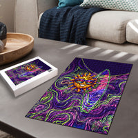 Waimanalo Hawaii Sun Rabbit Puzzle Psychedelic Trippy Neon Swirl Graphic