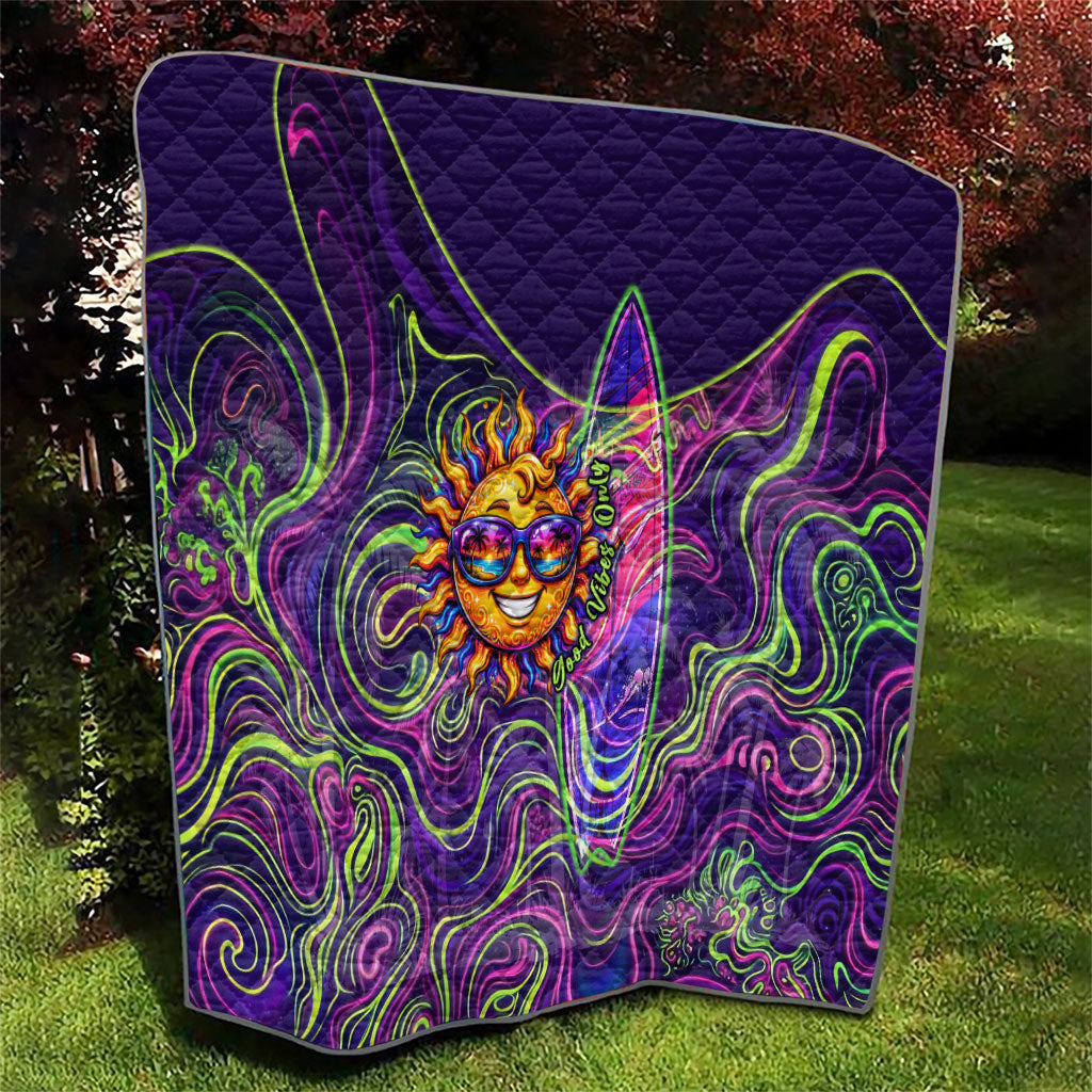 Waimanalo Hawaii Sun Rabbit Quilt Psychedelic Trippy Neon Swirl Graphic