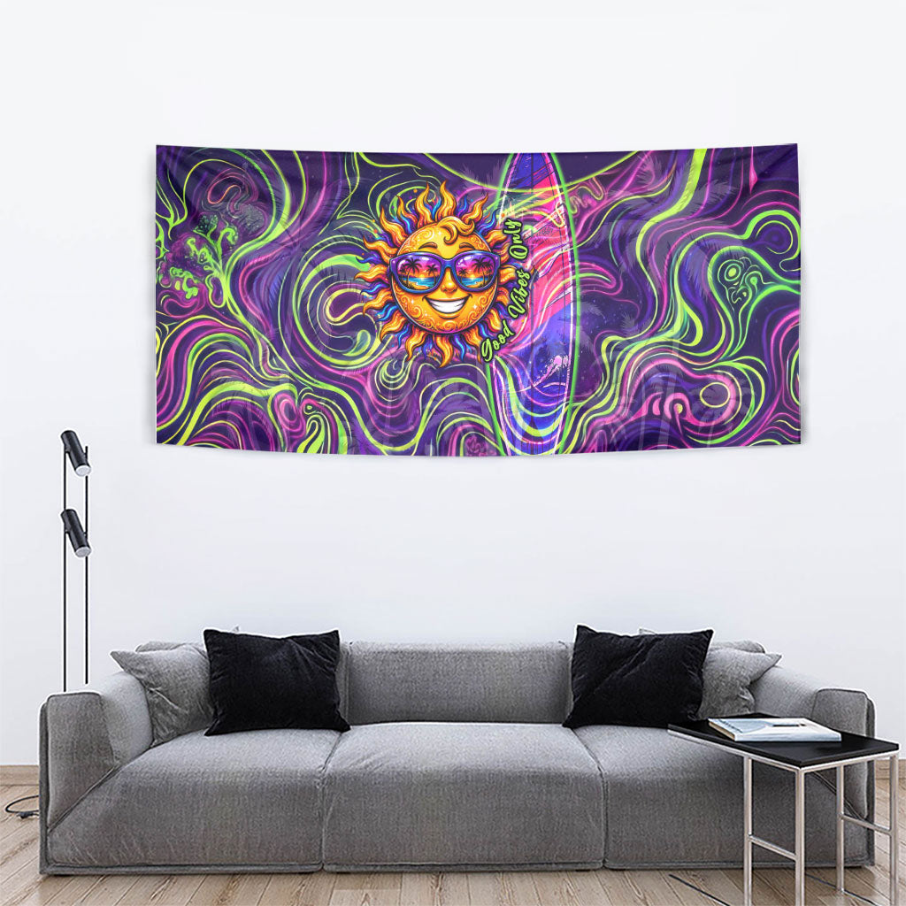 Waimanalo Hawaii Sun Rabbit Tapestry Psychedelic Trippy Neon Swirl Graphic