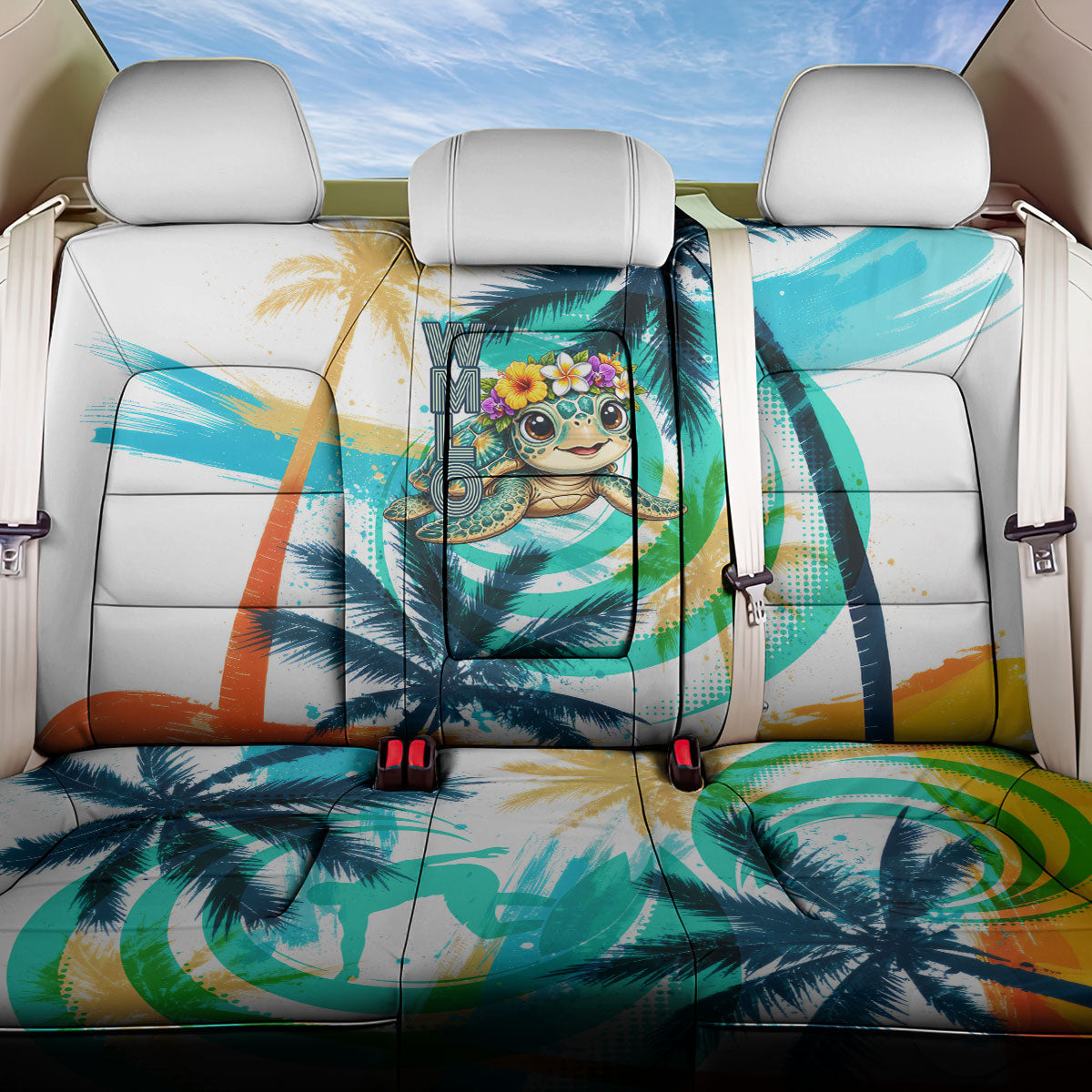 Hawaii Waimanalo Sea Turtle Back Car Seat Cover Cute Tropical Beach Aloha Spirit Cartoon