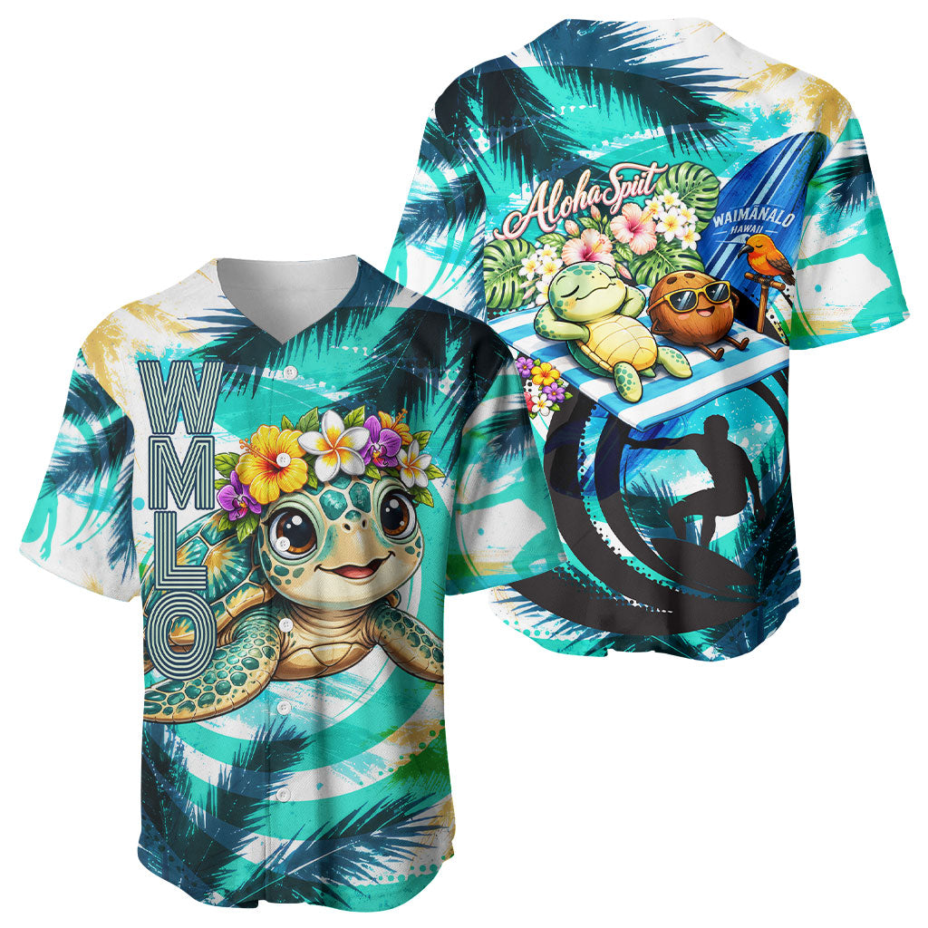 Hawaii Waimanalo Sea Turtle Baseball Jersey Cute Tropical Beach Aloha Spirit Cartoon
