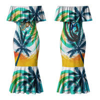 Hawaii Waimanalo Sea Turtle Couples Matching Mermaid Dress and Hawaiian Shirt Cute Tropical Beach Aloha Spirit Cartoon