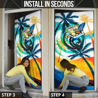 Hawaii Waimanalo Sea Turtle Door Cover Cute Tropical Beach Aloha Spirit Cartoon