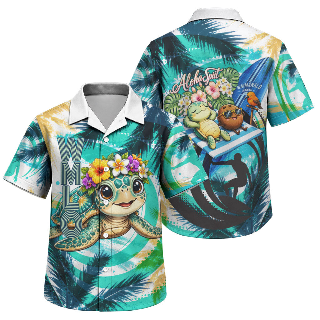 Hawaii Waimanalo Sea Turtle Family Matching Mermaid Dress and Hawaiian Shirt Cute Tropical Beach Aloha Spirit Cartoon