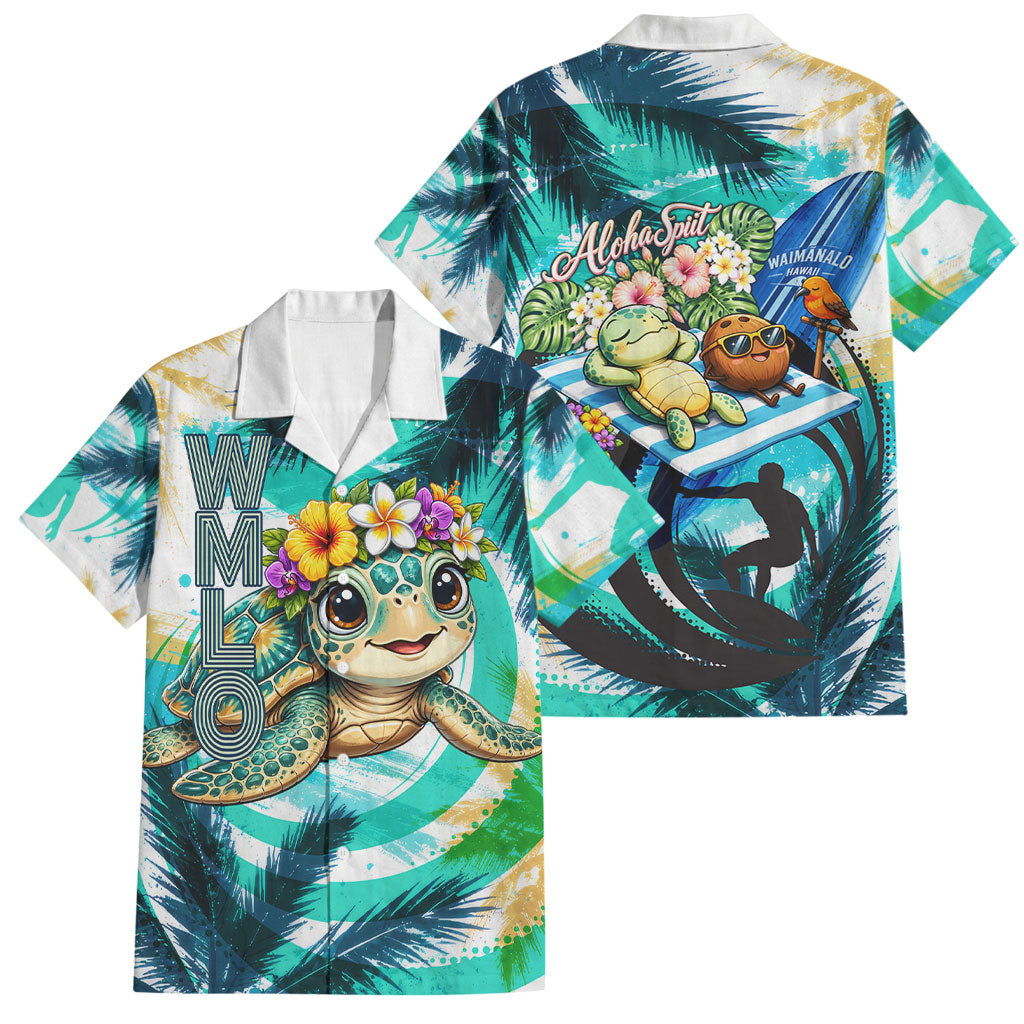 Hawaii Waimanalo Sea Turtle Family Matching Summer Maxi Dress and Hawaiian Shirt Cute Tropical Beach Aloha Spirit Cartoon