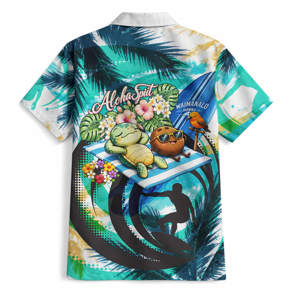Hawaii Waimanalo Sea Turtle Hawaiian Shirt Cute Tropical Beach Aloha Spirit Cartoon