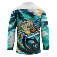 Hawaii Waimanalo Sea Turtle Hockey Jersey Cute Tropical Beach Aloha Spirit Cartoon