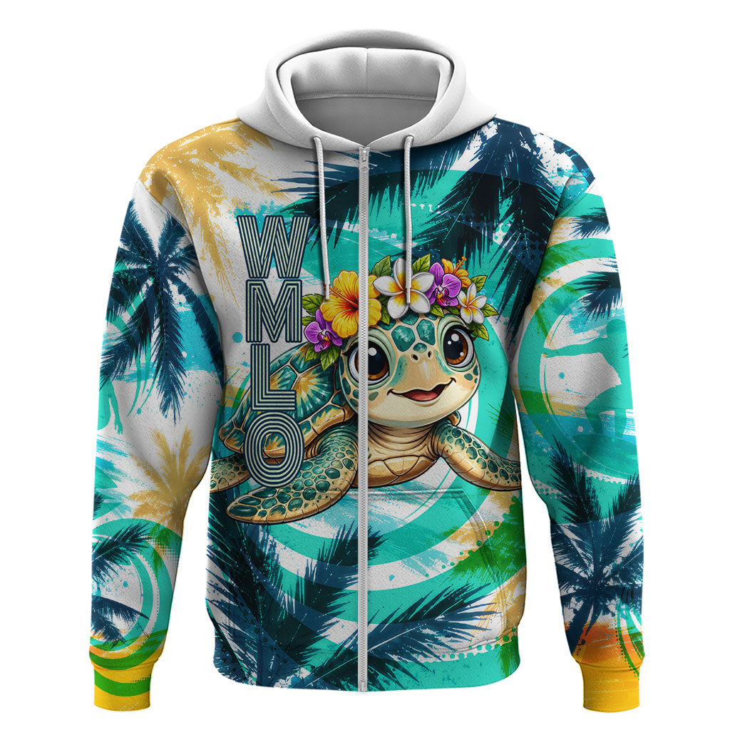 Hawaii Waimanalo Sea Turtle Hoodie Cute Tropical Beach Aloha Spirit Cartoon