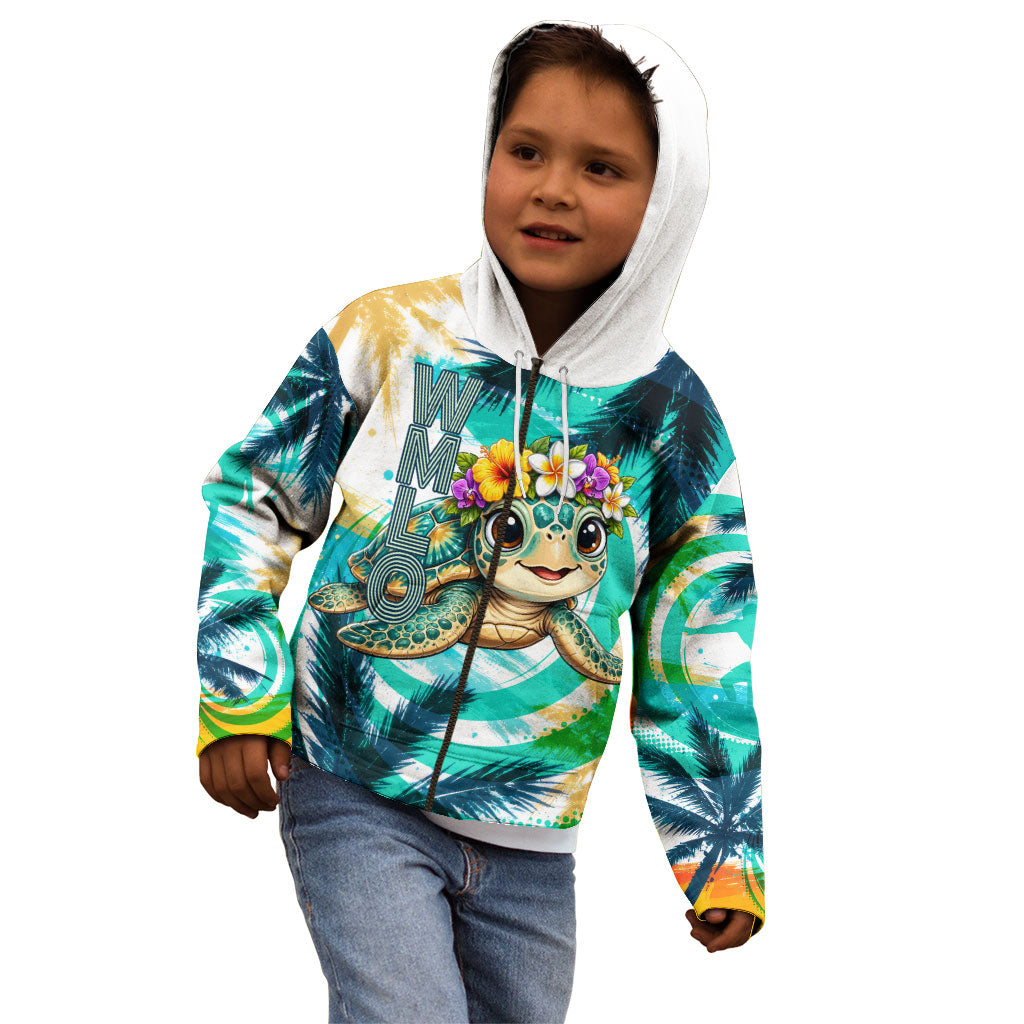 Hawaii Waimanalo Sea Turtle Kid Hoodie Cute Tropical Beach Aloha Spirit Cartoon
