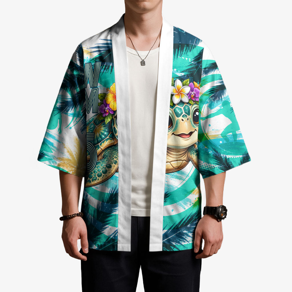 Hawaii Waimanalo Sea Turtle Kimono Cute Tropical Beach Aloha Spirit Cartoon