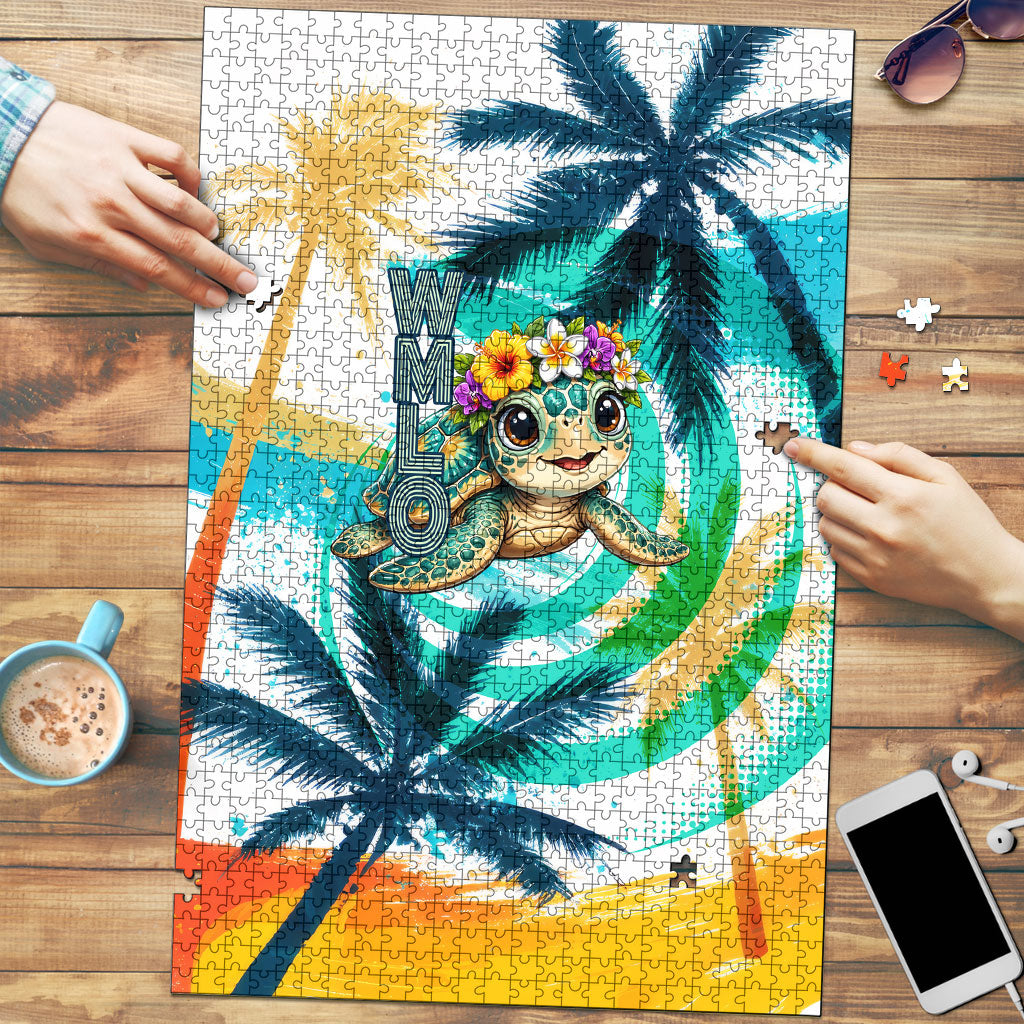 Hawaii Waimanalo Sea Turtle Puzzle Cute Tropical Beach Aloha Spirit Cartoon