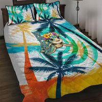 Hawaii Waimanalo Sea Turtle Quilt Bed Set Cute Tropical Beach Aloha Spirit Cartoon