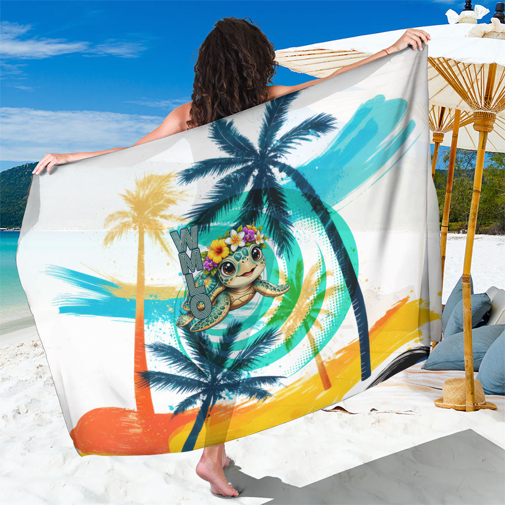 Hawaii Waimanalo Sea Turtle Sarong Cute Tropical Beach Aloha Spirit Cartoon TS04 One Size 44 x 66 inches Green Blue - Polynesian Pride