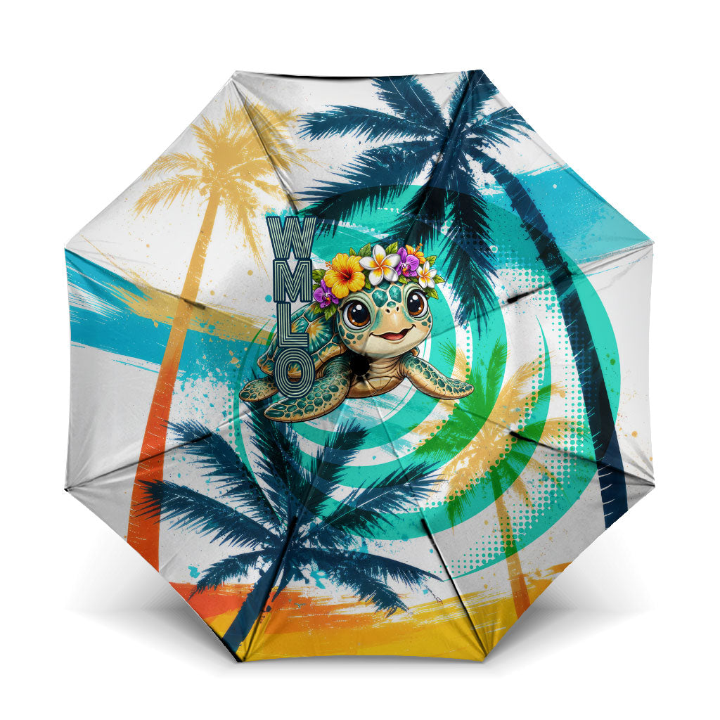 Hawaii Waimanalo Sea Turtle Umbrella Cute Tropical Beach Aloha Spirit Cartoon