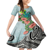 Polynesian Hawaii Family Matching Mermaid Dress and Hawaiian Shirt Kanaka with Crab Tribal tattoo TS04 Daughter's Dress Multicolor - Polynesian Pride