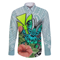 Polynesian Hawaii Family Matching Puletasi Dress and Hawaiian Shirt Kanaka with Crab Tribal tattoo TS04 Dad's Shirt - Long Sleeve Multicolor - Polynesian Pride