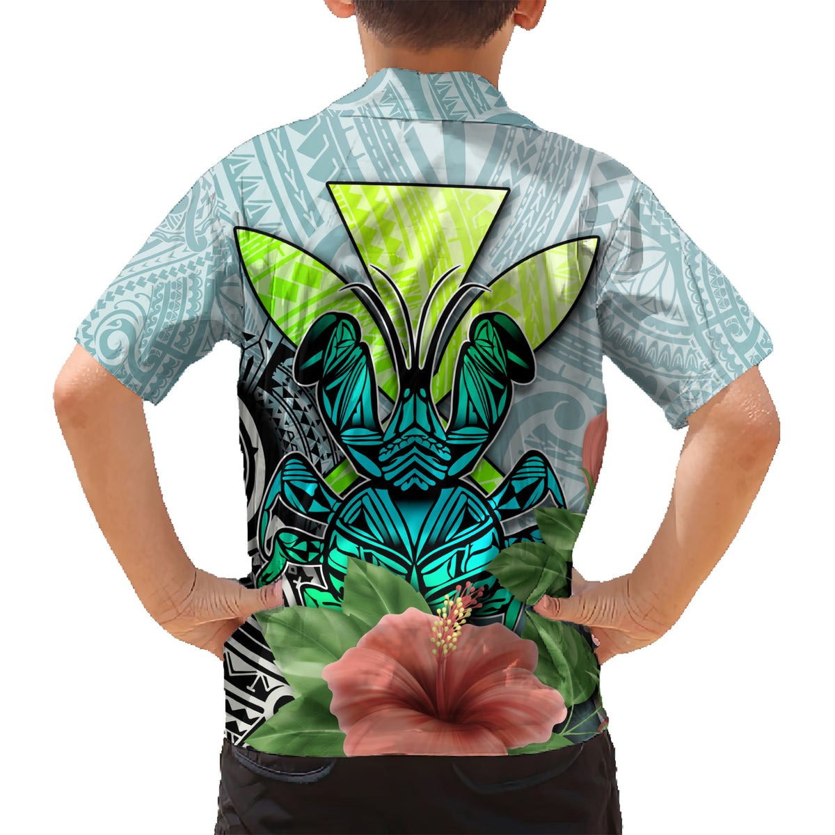Polynesian Hawaii Kid Hawaiian Shirt Kanaka with Crab Tribal tattoo TS04 - Polynesian Pride