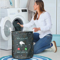 New Zealand is Calling and I Must Go Laundry Basket Kiwi Bird Silhouette