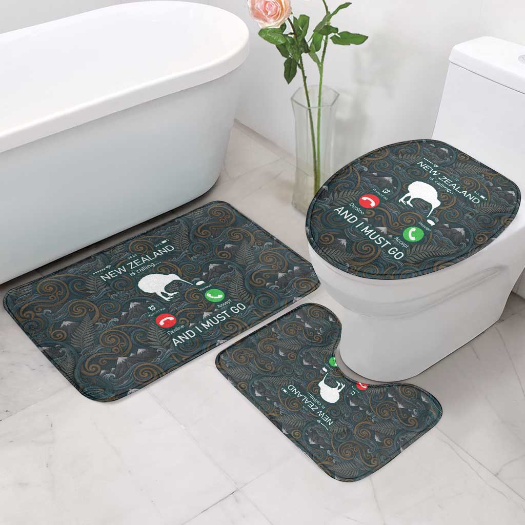 New Zealand is Calling and I Must Go Bathroom Set Kiwi Bird Silhouette