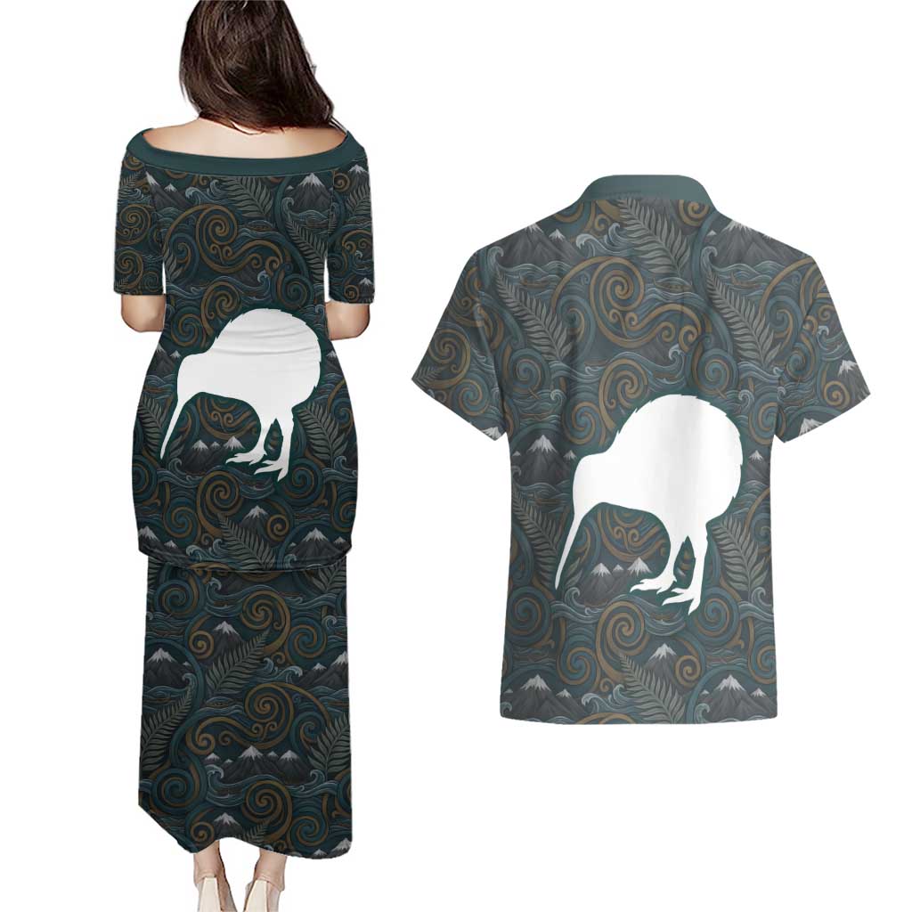 New Zealand is Calling and I Must Go Couples Matching Puletasi and Hawaiian Shirt Kiwi Bird Silhouette TS04 - Polynesian Pride